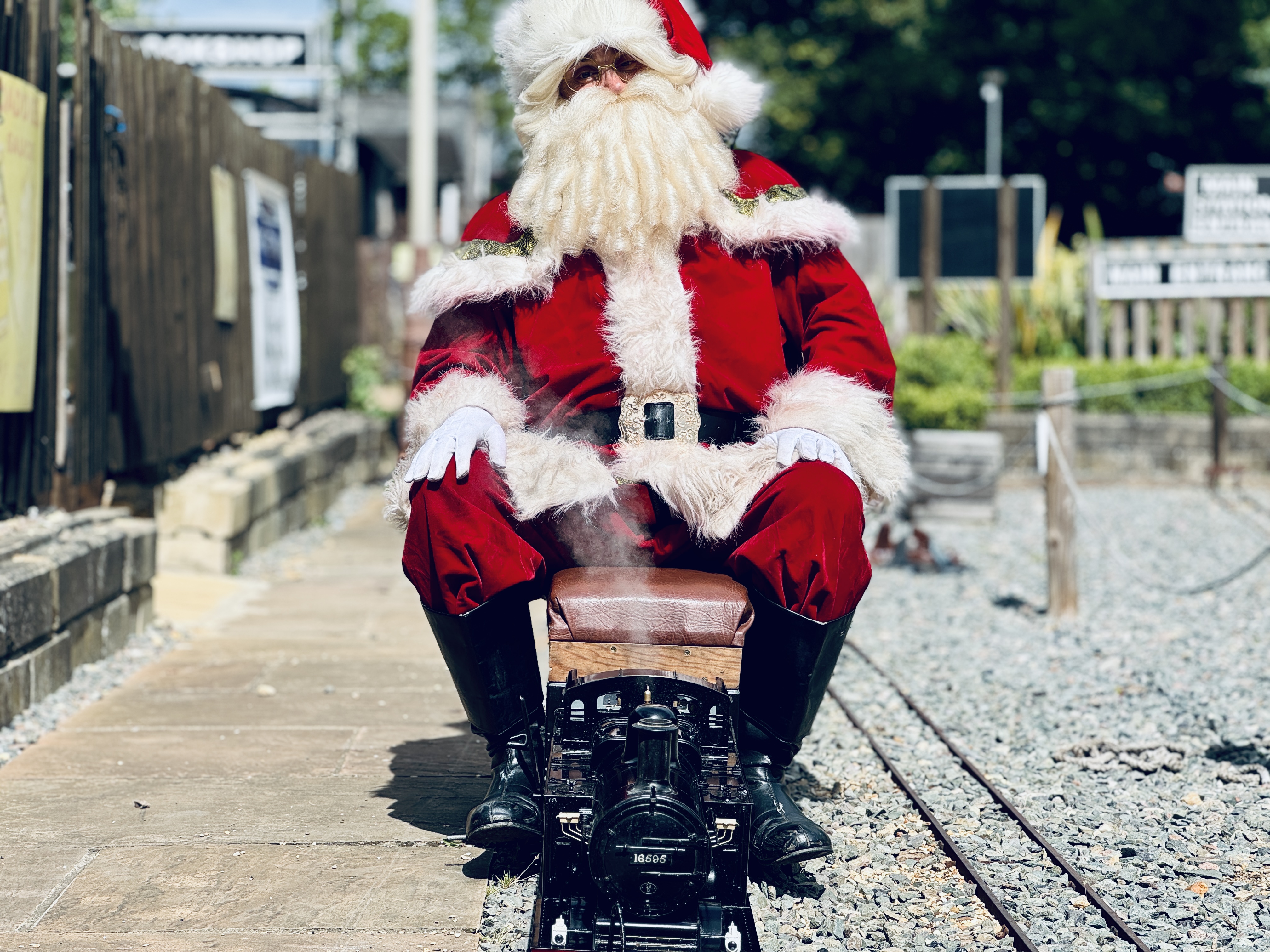 Santa on a mini train